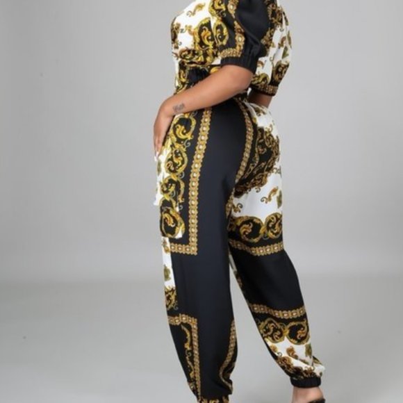 Multi-Print Crop Jacket & Pant Set - Picture 2 of 3